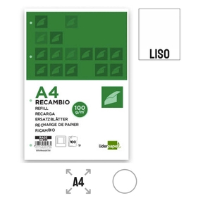 Liderpapel Ricarica di Carta 100 g Liscia (4 Fori)