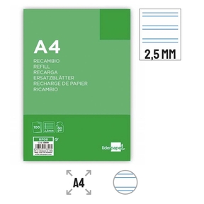 Liderpapel Papier Nachfüllpackung 60 g Liniertes Papier 2,5 mm (4-Loch gestanzt)
