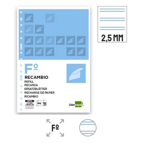Liderpapel Recambio Papel 60 g Pautado 2,5 mm (16 Taladros)