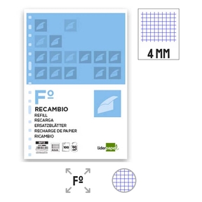 Liderpapel Paper Refill 60 g Paper, Squared 4 mm (16 Hole Punched)