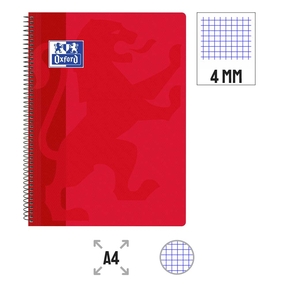 Caderno Oxford A4 A4 Tampa Plástica 4x4 mm (Vermelho)