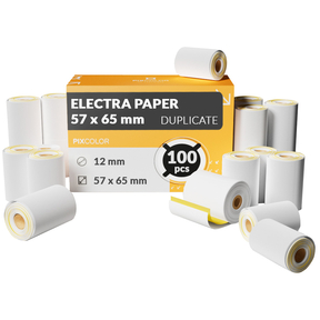 PixColor Carta per Registratori di Cassa e Altri Stampanti Scontrini Carbonless 57x65 mm (Scatola di 100 Pz.)