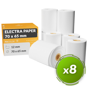 PixColor rotoli Carta per Registratori di Cassa e Altri Stampanti Scontrini 70x65 mm (Confezione 8 Pz.)