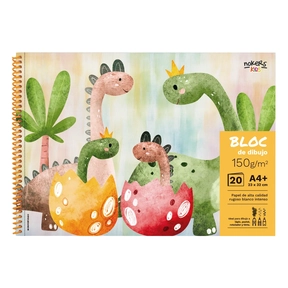 Bloc de Dibujo A4+ 150 g 20 Hojas Nokers Kids Dino