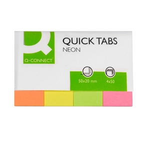 Banderitas Separadoras Q-Connect Fluor Pack 4 x 50 uds. 20 x 50 mm