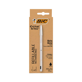 BIC Cristal Re'New (Blister + 2 Ricariche) (Nero)